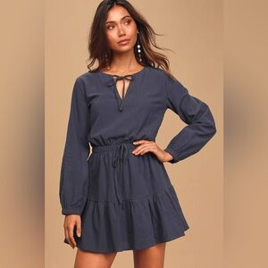 Lulus A Walk in the Park Navy Skater Dress